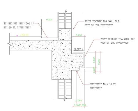 Detailed Section Details Of The Toa Wall Tile Texture Autocad 2d Dwg