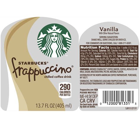 Buy Starbucks Frappuccino Vanilla Iced Coffee Oz Bottle Online At