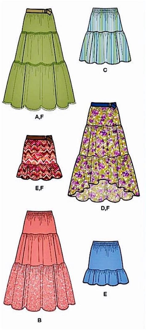 Sewing Pattern Womens Pull On Skirts Pattern Tiered Skirt Pattern