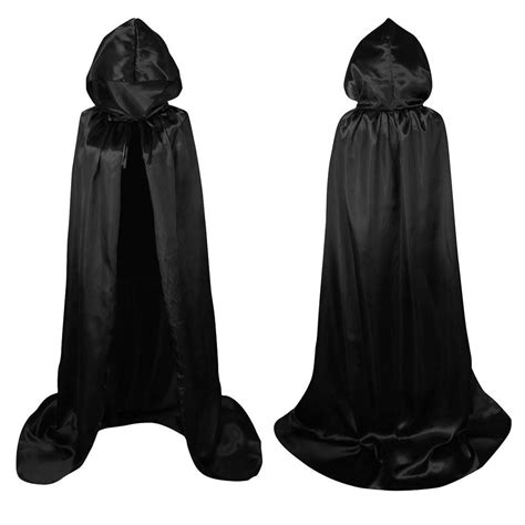 Women Men Black Hooded Cloak Cape Halloween Cloaks Cosplay Fancy Dress Costume Capes For Women