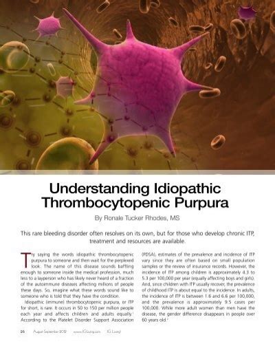Understanding Idiopathic Thrombocytopenic Purpura Ig Living