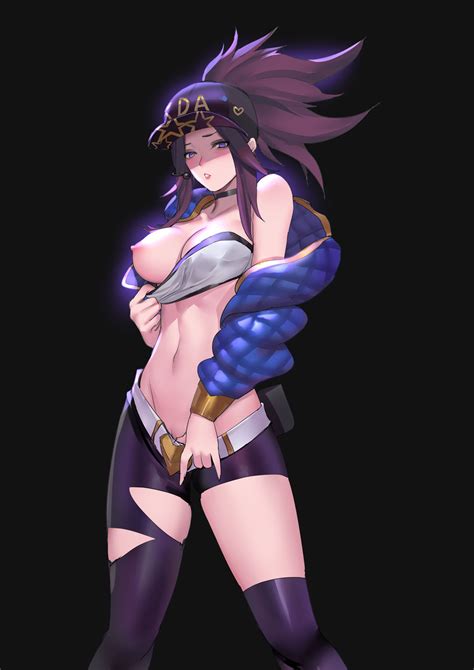 Rule 34 1girls Akali Alternate Costume Areolae Big Breasts Blush