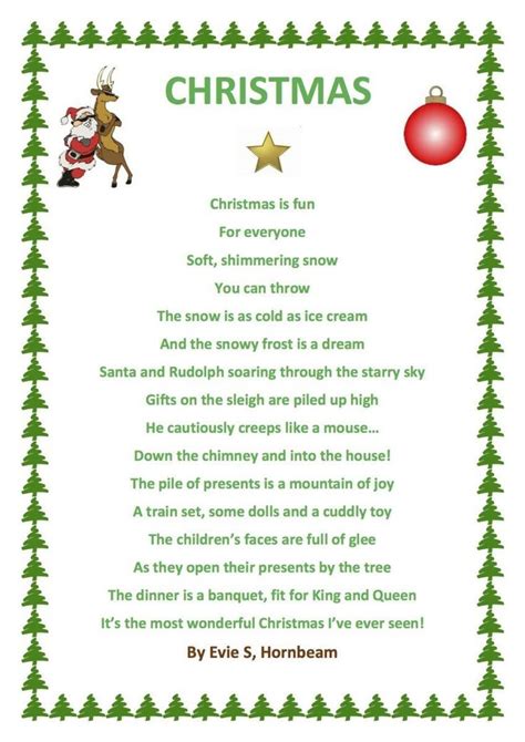 A Christmas Poem Is Shown In Green And White