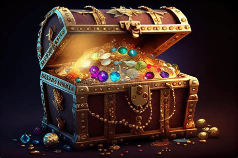 Treasure Chest Overflowing With Golden Coins And Jewels Stock Image