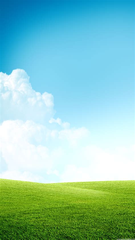 Grass Field Blue Sky Clouds Iphone 6 Plus Hd Wallpaper Hd Wallpapers