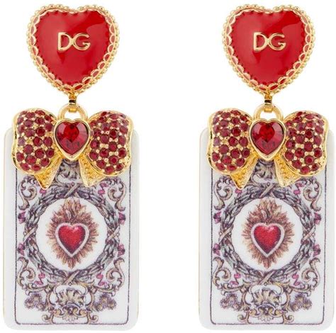 Dolce And Gabbana Heart Playing Card Earrings Dolce And Gabbana