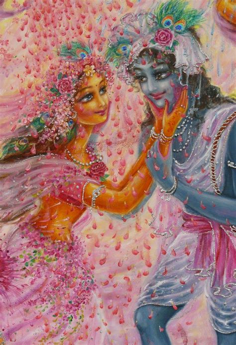Image Of Lord Krishna Radha Playing Flower Holi Radha Krishna Holi