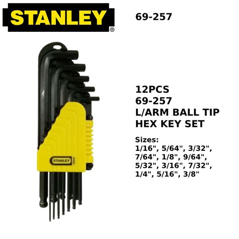 Stanley 12pcs Larm Long Ball Tip Hex Key Set Allen Key Set In Saeimp