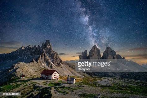 Tre Cime Di Lavaredo At Night With A Milky Way On Background Dolomites