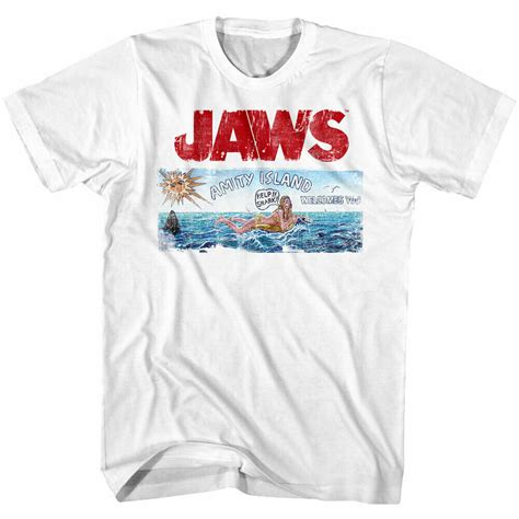 Jaws Amity Island Vintage T Shirt Mens Societees