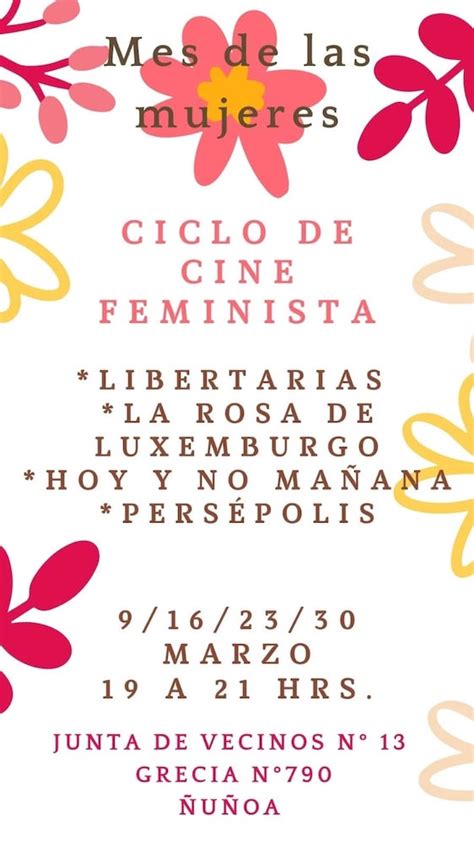 Ciclo De Cine Feminista En Junta De Vecinos Su Rez Mujica Uni N Comunal De Juntas De Vecinos