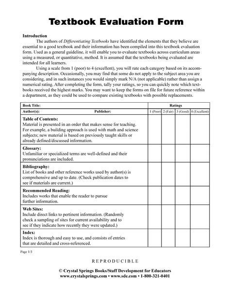 Textbook Evaluation Form Fill Out Printable Pdf Forms Online