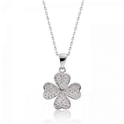 Pretty 925 Sterling Silver Micro Pave Cz Lucky Leaf Necklace 16 2 Boutique Fan