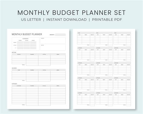 Monthly Budget Planner Printable Financial Planning For Money