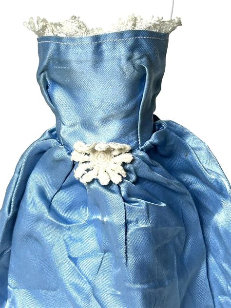 Vintage Barbie Clone Strapless Blue Satin With Lace Gown Dress No Tag Ebay