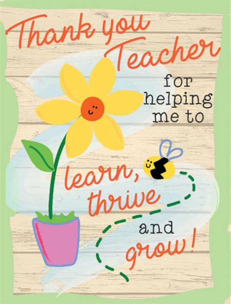 Thank You Teacher For Helping Me To Learn Thrive And Grow Etsy Uk