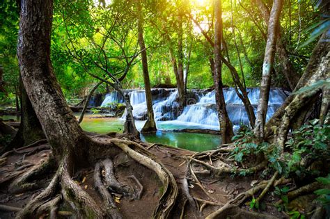 Huay Mae Kamin Thailand Waterfall Stock Image Image Of