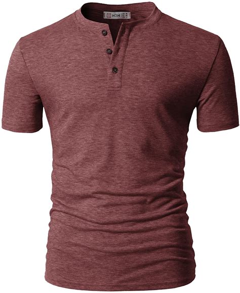 H2h Mens Casual Premium Slim Fit Henley T Shirts Short Sleeve