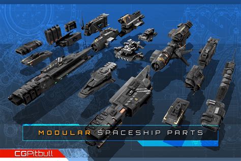 Modular Spaceship Parts Msp 3d Space Unity Asset Store