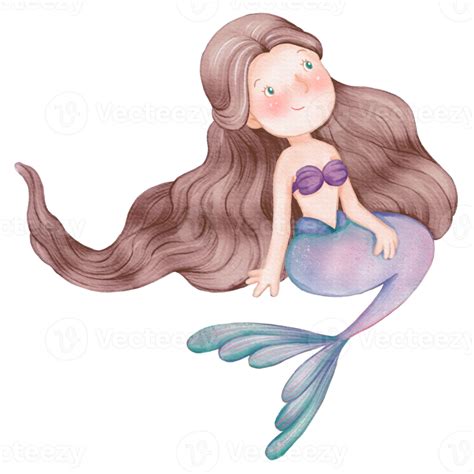 Watercolor Cute Mermaid Clipart Png 16626880 Png
