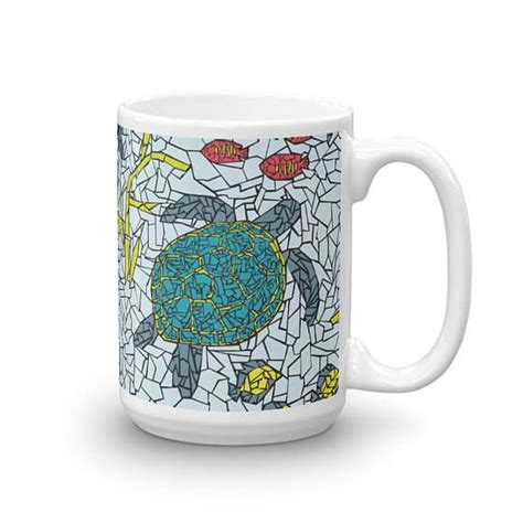 Sea Turtle Coffee Mug 15 Oz Tropical Fish Coffee Cup Sea Turtle Ts