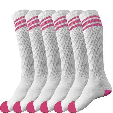 White With Hot Pink Stripes Tube Socks 3 Pairs
