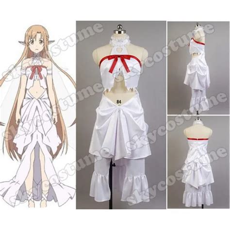 Sword Art Online Alfheim Online Asuna Yuuki Women White Dress Cosplay Costume Sex Products In
