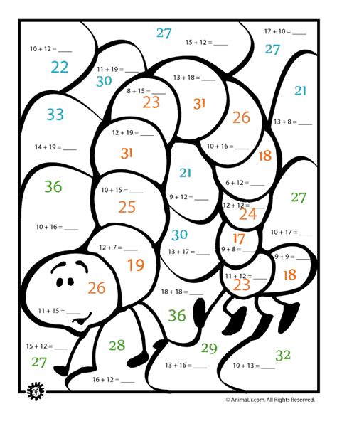 Remember, coloring in is fun and people learn best when they are relaxed. Spring Math Coloring Page - Caterpillar Answer Key | Woo ...