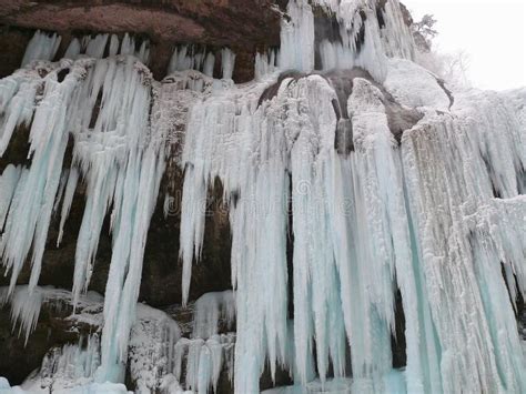 Frozen Waterfalls Chegem Waterfalls Russia Stock Image Image Of