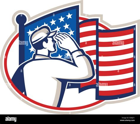 American Soldier Salute Flag Retro Stock Vector Image And Art Alamy