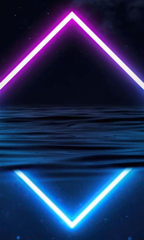 Download 480x800 Wallpaper Glowing Triangle Neon Digital Art Nokia X