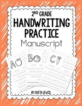 In this language arts worksheet, your children will practice addressing two postcards and writing and drawing information about themselves. 2nd Grade Handwriting Practice - Manuscript by Greta Lewis | TpT