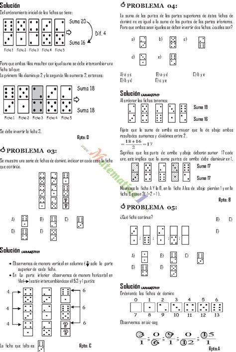 Matemáticas interactivas de 1º a 4º curso de e.s.o. TEST DE DOMINO EJERCICIOS RESUELTOS EXAMEN DE RAZONAMIENTO ABSTRACTO… | Ejercicios de logica ...