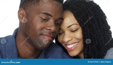 Young Black Couple In Love Leaning Head Against Each Other Stock Photo