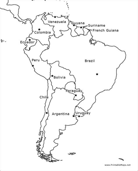 South America Outline Map Graphic Organizer For 4th 10th Grade