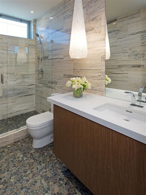 Neutral Modern Bathroom With Standout Tile Hgtv
