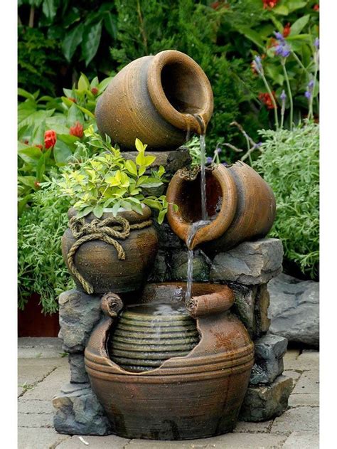 Potted Water Fountain With Planter Flower Pots Outdoor Water