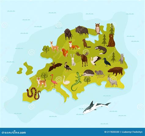 Animal Map Of Europe Nature Fauna Cartography Concept Geographical
