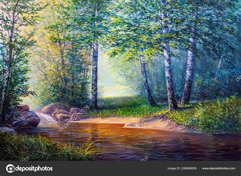 #4 your fourth bonus will be an embroidered love the paint apron. Oil Painting Landscape Colorful Summer Forest Beautiful ...