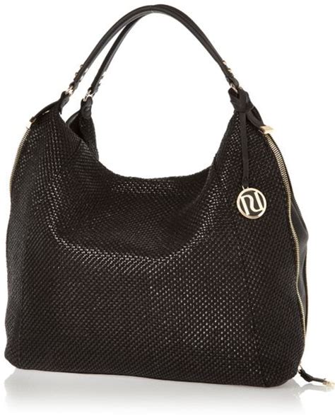 River Island Black Woven Slouch Bag In Black Lyst