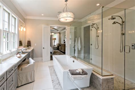 Master Bathroom With Soaking Tub And Huge Shower Customhomebuilder