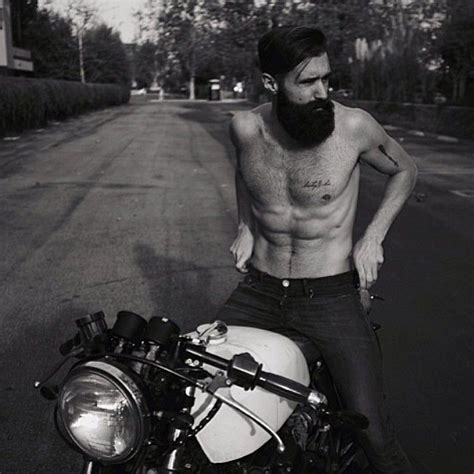 Luke Ditella On A Motorcycle Full Thick Black Beard And Mustache