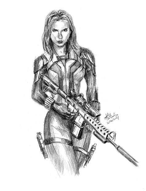 Pencil Sketch 2 Black Widow