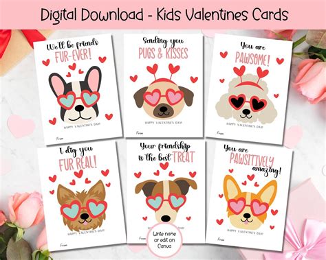 Editable Printable Dog Valentine Cards Classroom Valentines Day Cards