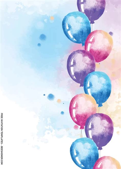 8 Beautiful Watercolor Balloons Birthday Invitation Templates Artofit