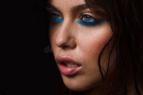 Wet Woman Portrait With Water Drops On The Face Stock Image Image Of Closeup Hair 53328925