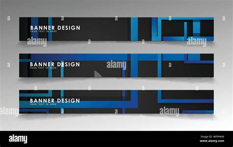 Abstract Geometric And Rectangular Pattern Banners With Blue Gradients