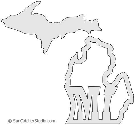 Michigan Map Shape Text Outline Scalable Vector Graphic Svg Printable