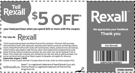 Rexall Pharma Plus Canada New Coupons Save 5 Off Your Purchase Of 25