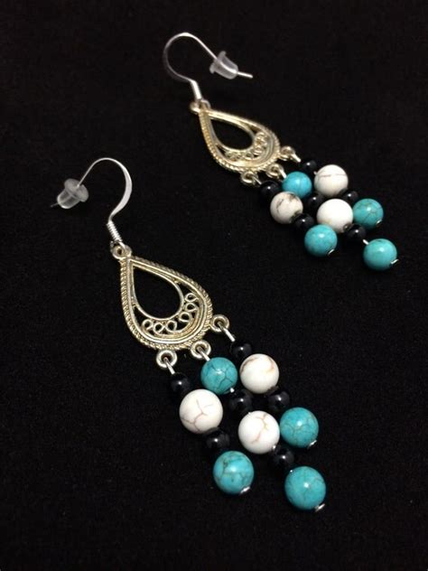 Items Similar To Turquoise Stone Chandelier Earrings On Etsy